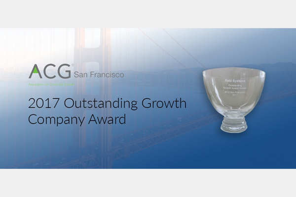瑞技荣获旧金山企业增长协会（ACG）颁发的2017杰出企业增长奖