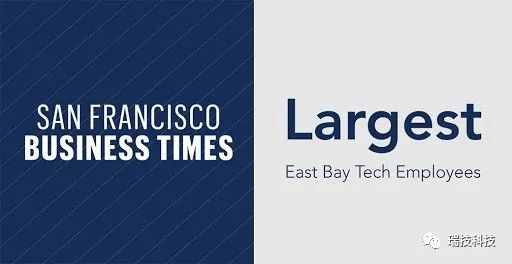瑞技入选San Francisco Business Times评选的旧金山东湾区科技公司雇员规模排行榜，位居24/50
